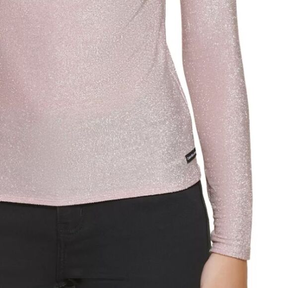 New Calvin Klein Jeans Square-Neck Shimmer Top, shirt, top, long sleeve size S - Picture 4 of 9